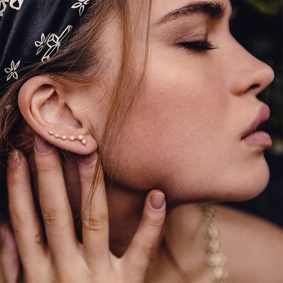 Luv Aj Jewelry - Rose Gold Diamond Kite Crawler + Stud Set